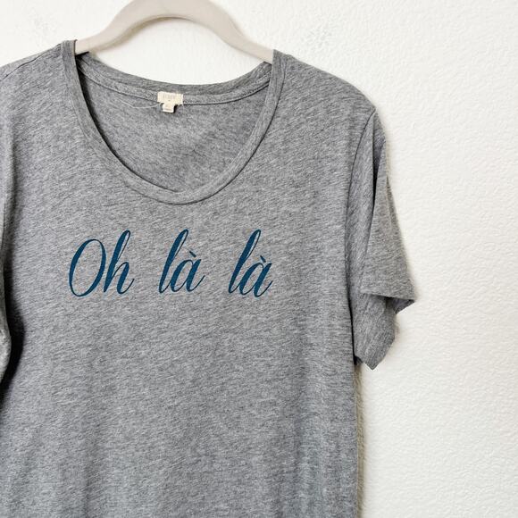 [J. Crew] Gray Oh La La Graphic Print Round Neck Short Sleeve T-Shirt Size XL - Picture 8 of 11